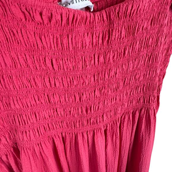 Calvin Klein Pink Smocked Pleated Long Length Light Tank Sundress Party Size 10 - Picture 3 of 7